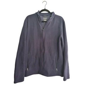 Mens L.L. BEAN Navy Sweater Fleece Full Zip Jacket, Size TALL Large